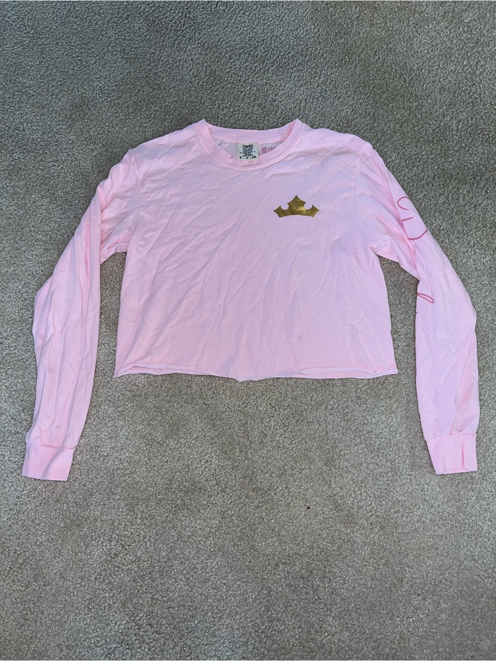 Princess Aurora Pink Cropped Long Sleeve Tee Size Small